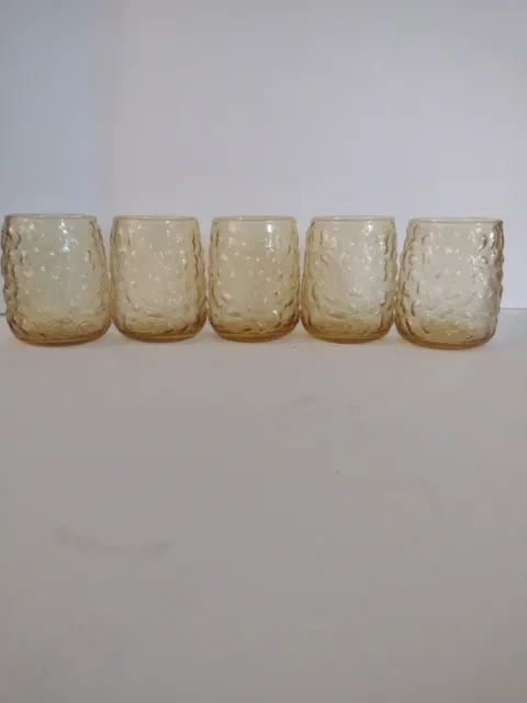 Anchor Hocking Lido Milano Amber Honey Gold 4" Drinking Glass Tumblers 12 oz.