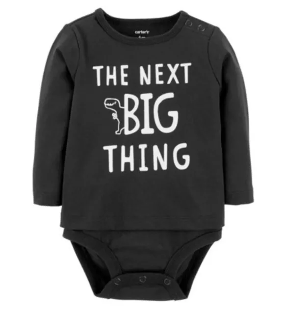 Carters Infant Boys Black Dinosaur Bodysuit Baby Outfit Next Big Thing 12M