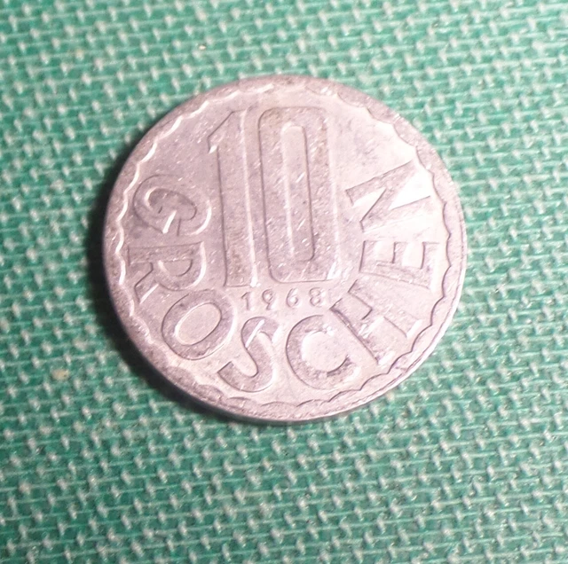 Austrian Coin: 1968 Austria 10 Groschen Coin (Aluminum)