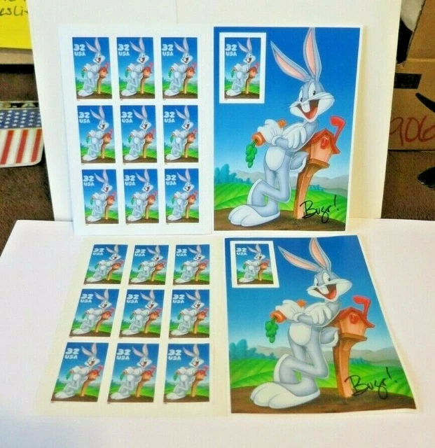2 FULL SHEETS Bugs Bunny Looney Tunes 32¢ Stamps By USPS 10 stamps