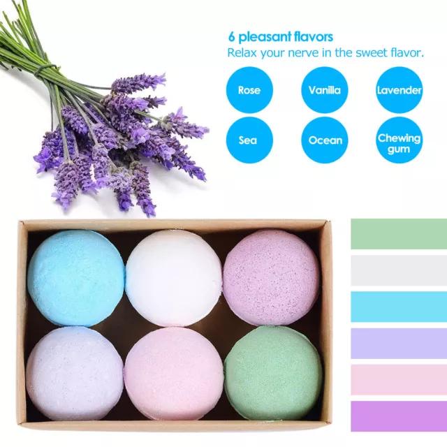 6 pièces bombes de bain bio sel boule à la main SPA -stress huile W6D1 3