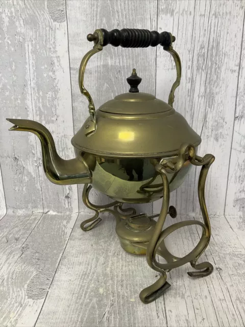 Brass Tilting Kettle on Stand with Spirit Burner