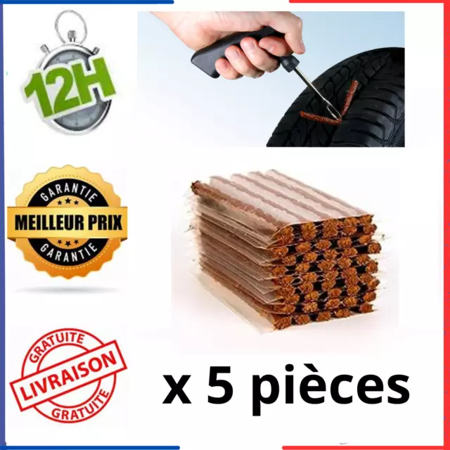 Kit de Réparation Pneu Tubeless Voiture Moto Auto Crevaison + 5X Mèche Neuf