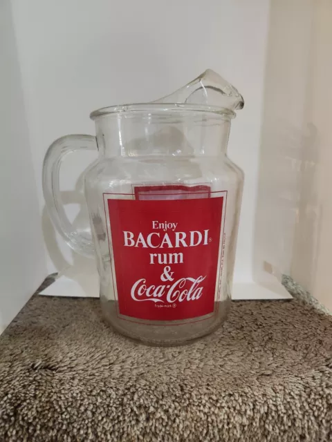 Vintage Enjoy Bacardi Rum and Coca-Cola Glass Pitcher