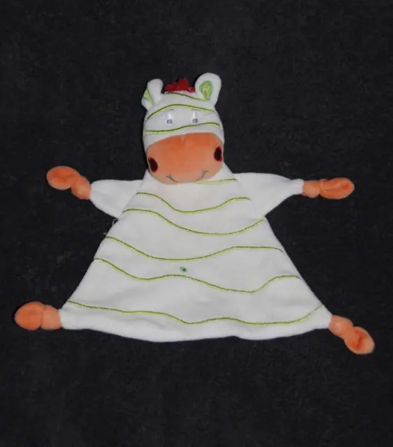 Peluche Doudou Plat Zèbre BABIESR'US BRUIN Girafe Vache Blanc Vert Orange  TTBE