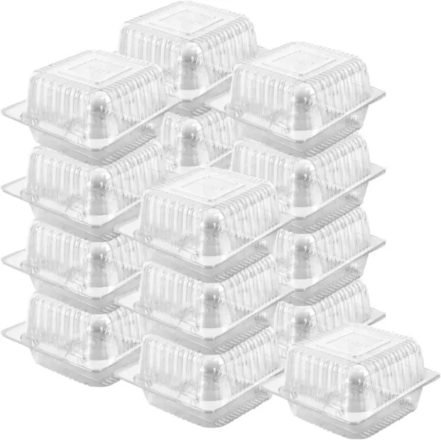 100 Count 5 X 5 Inch Clear Plastic Containers Tray for Dessert & Cakes