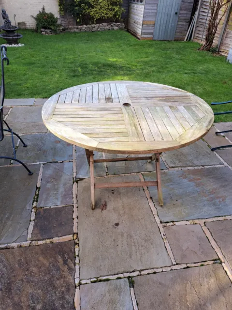 Folding Teak Patio Table 120cm, In Lovely Condition.
