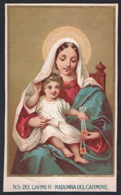 santino antico of Madonna del Carmine image pieuse holy card estampa