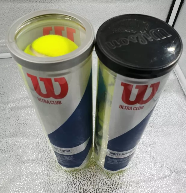 Wilson Ultra Club Tubes Of Yellow Tennis Balls All Court Surfaces 8 Balls 3