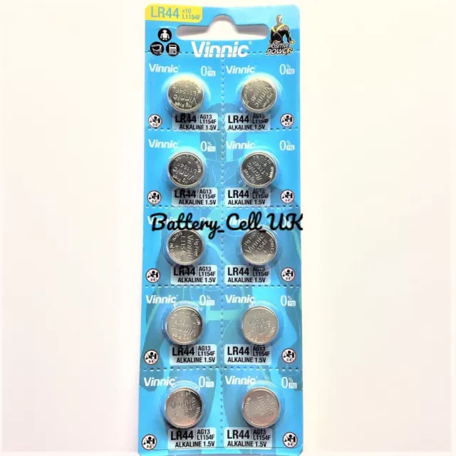 10x L1154 LR44 BATTERIES VINNIC ALKALINE 1.55V AG13 357 L1154F A76 Button Cell