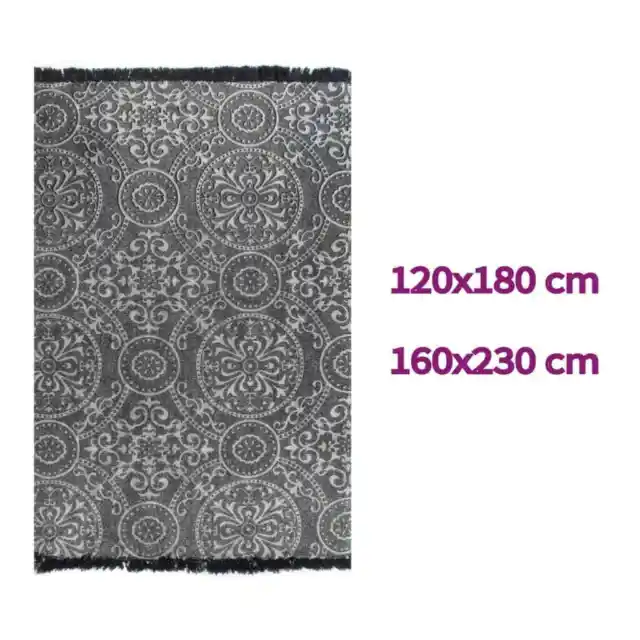 Tappeto Kilim in Cotone Moderno con Motivi Grigi 120x180cm/160x230cm vidaXL