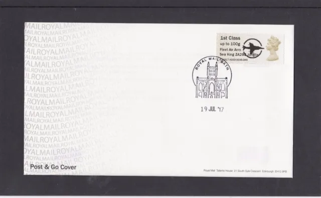 GB 2017  Post & Go Frama ATM Machin oprint FAA Sea King single 1st mc B1 FDC