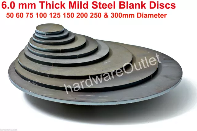 6mm Thick Disc ROUND Circle CR3 MILD STEEL Sheet Plate DISCS 1.5 - 6" Diameter