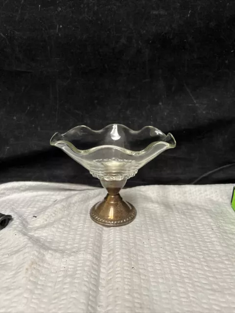 VTG Sterling Silver Glass Compote Bowl Candy Dish Weighted & Reinforced Duchin