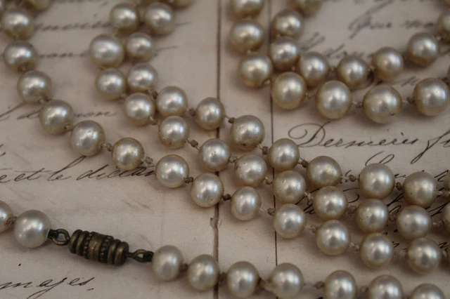 Sautoir Vintage Perles 3 Rangs - Bijou Fantaisie Ancien - Collier Long Femme