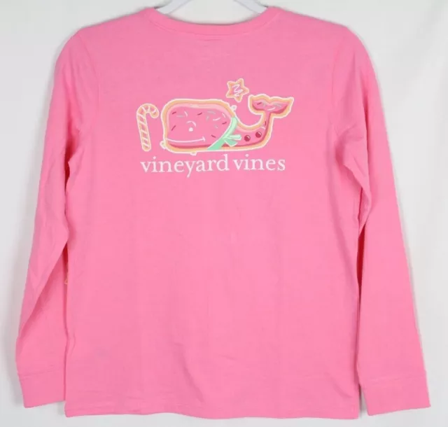 Vineyard Vines Kids Merry Christmas Cookie Whale Pocket Tee Long Sleeve Pink