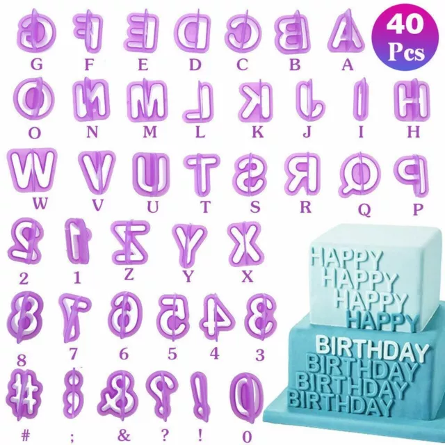 Alphabet Number Letter Fondant Cake Decorating Mold Icing Cutter Mould Set 40pcs