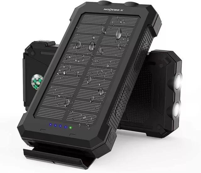 500000mAh Portable Solar Power Bank 2USB External Battery Pack Fast Charge