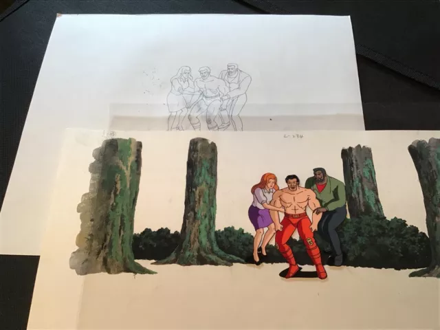 Iron Man Animation Cel Painted Background & Drawing 1990’s Series Marvel Comics