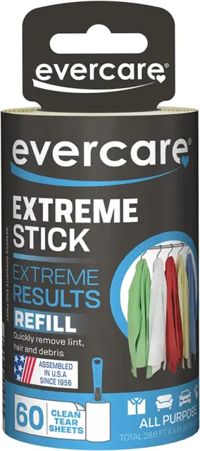 Evercare Garment Lint Roller Extreme Stick Refill - 60 Sheets