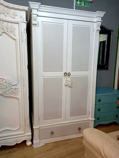 (L3) French style Armoire Pine 2 Door Wardrobe With Drawer