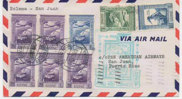 PORTUGIESISCH-GUINEA 1941 Erstflug mit Pan American Airways (PAA) n. PUERTO RICO