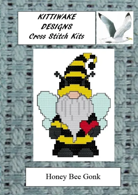 Honey Bee Gonk  Cross Stitch Kit. Kittiwake Beginners Kit