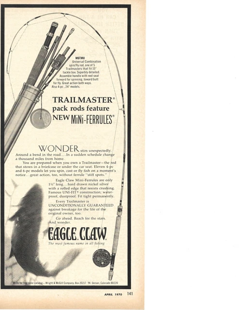 Publicité Vintage 1971 Wright & McGill Eagle Claw - Canne à Pêcher JCF 6 1/2′