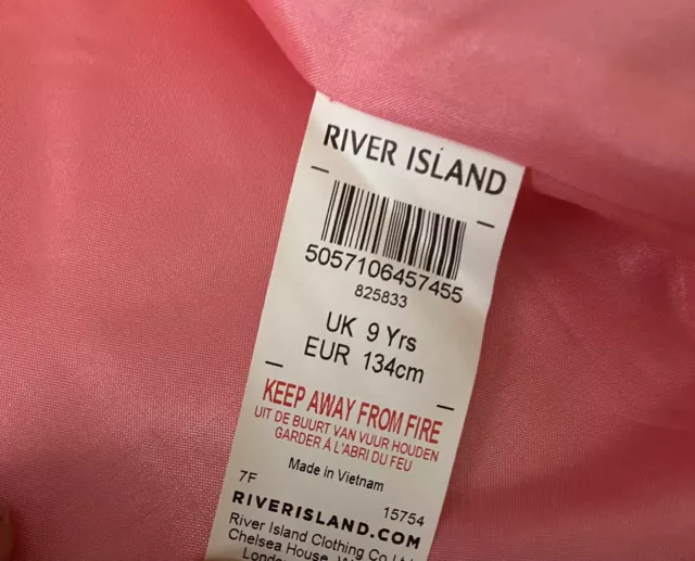 Splendido cappotto intelligente rosa per ragazze River Island età 9 anni nuovo con etichette prezzo disponibile £45 morbido 9