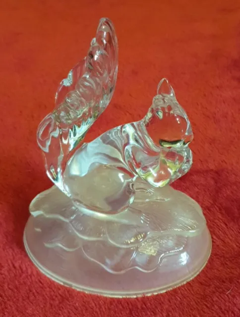 Vintage Crystal RCR Glass Squirrel Holding A Nut Figurine Ornament