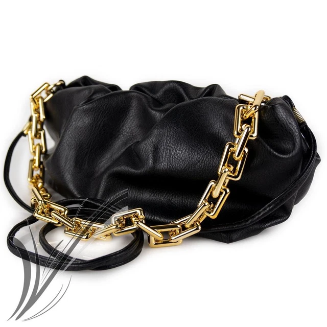 Borsa nera tracolla con catena da donna per ragazza borsetta elegante pochette