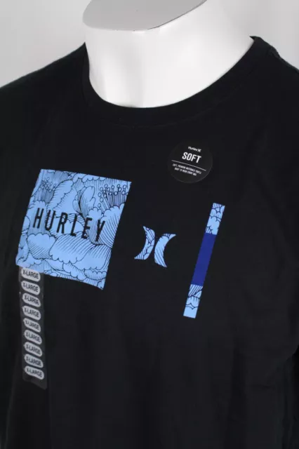Hurley Men's 6040 Box Wave T Shirt Short Sleeve Soft Black 3
