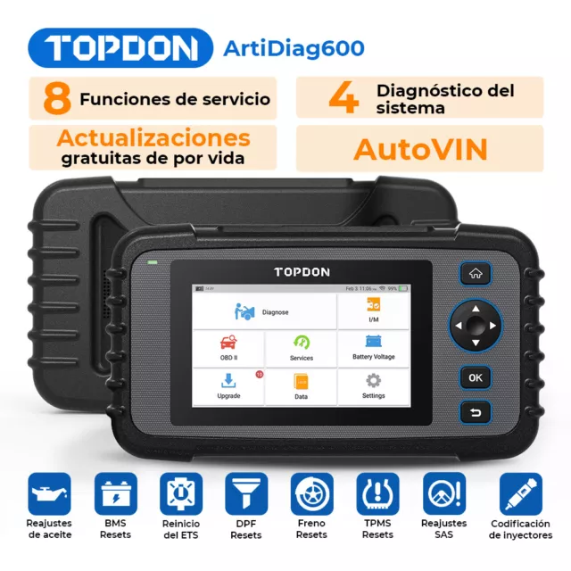 🔥TOPDON AD600 Dispositivo de diagnóstico de automóvil Escáner OBD2 profesional