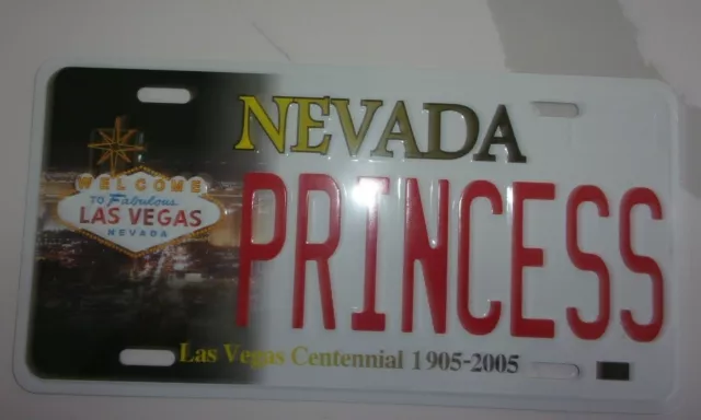 NEW Las Vegas Nevada Centennial License Plate PRINCESS FULL SIZE RAISED LETTERS