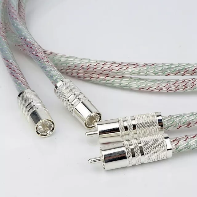 10 AWG 1.5mtr 8NOCC Silver Plated Wire HiFi RCA Interconnect Audio RCA Cable WOW