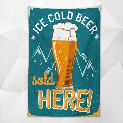 ICE COLD BEER Poster Cocktail Party Beer Festival Wall Decorative Banner Flag