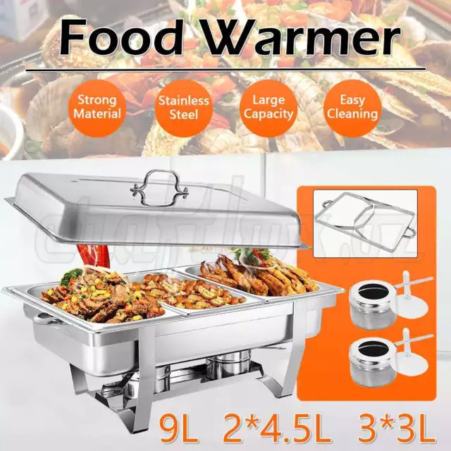 Multi Stainless Steel Bain Marie Chafing Dishes Buffet Food Warmer Pan Heater AU