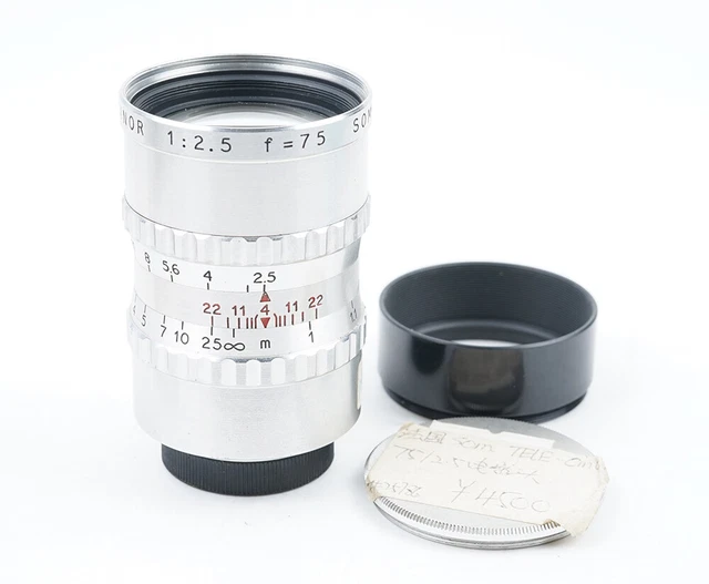 EX SOM BERTHIOT TELE-CINOR 75mm f/2.5 Cine Lens w/Caps+Hood 