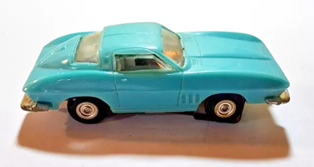 Vintage Eldon HO Slot Car 1967 Teal Corvette. Fully intact & Tested