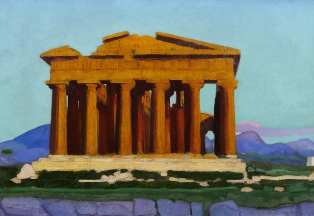Pierre Dionisi cuadro Paestum Italia Arte Deco Templo