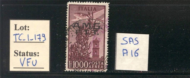 TC_1_179. TRIESTE (AMG FTT). 1948 "CAMPIDOGLIO" 1000 L. air stamp. VFU. Top CV !