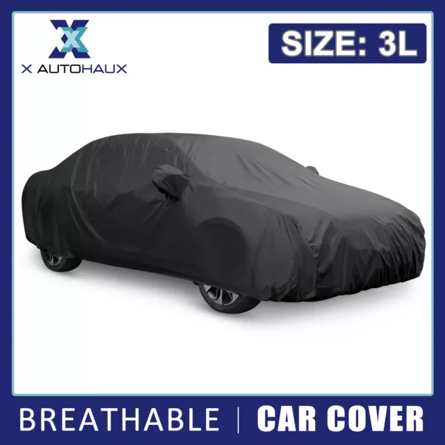 3L Black Car Cover Waterproof Rain UV Dust Protection for Medium /Large Sedan