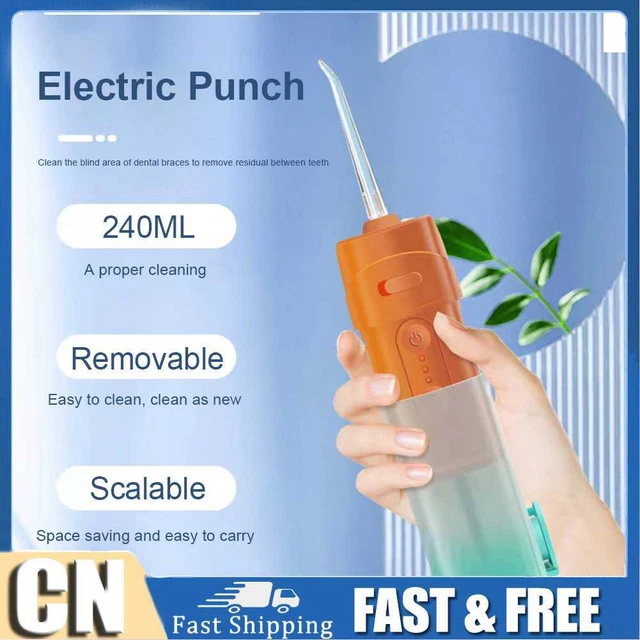Irrigatore dentale elettrico portatile 240 ml detergente denti impermeabile per uso in viaggio