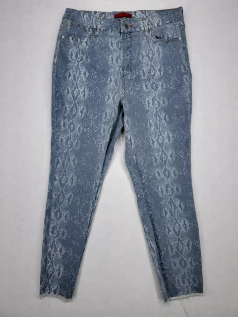 JLO Jennifer Lopez High Rise Skinny Crop Jean Womens Sz 12 Snakeskin Stretch