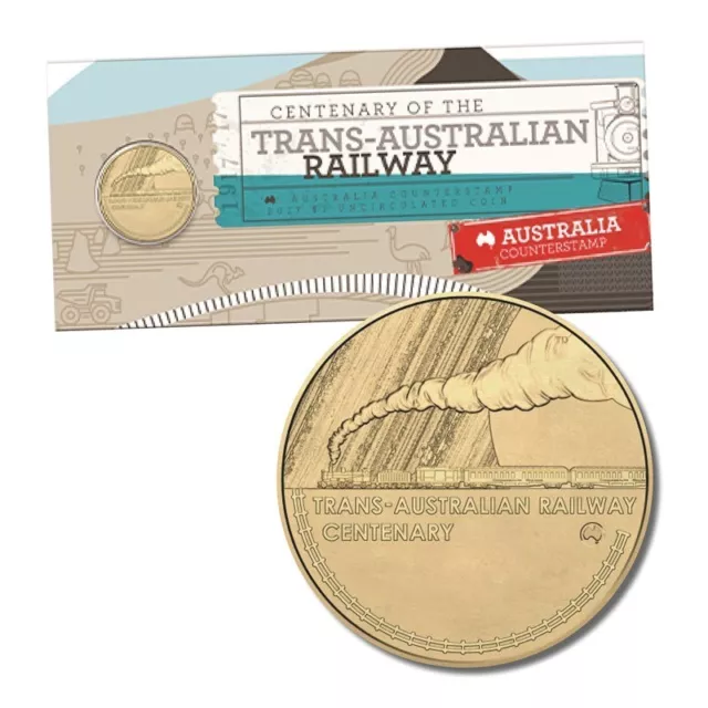 Australia: 2017 $1 Trans-Australian Railway Australian Map Counterstamp, Scarce