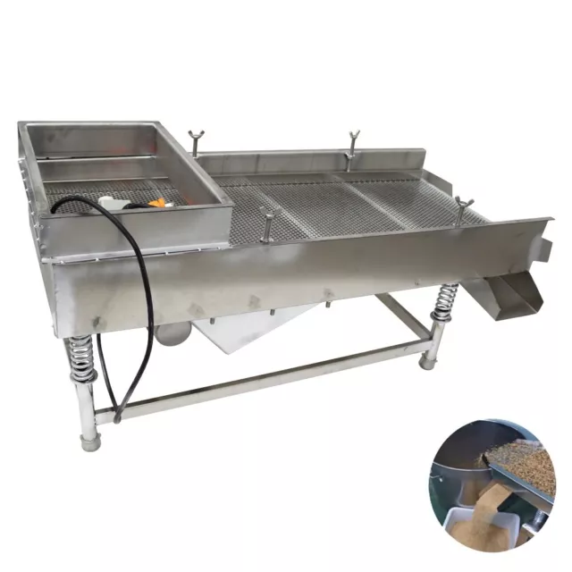 220V 6MM Stainless Linear Vibrating Screen Double Motor Sieving Machine 2 Outlet