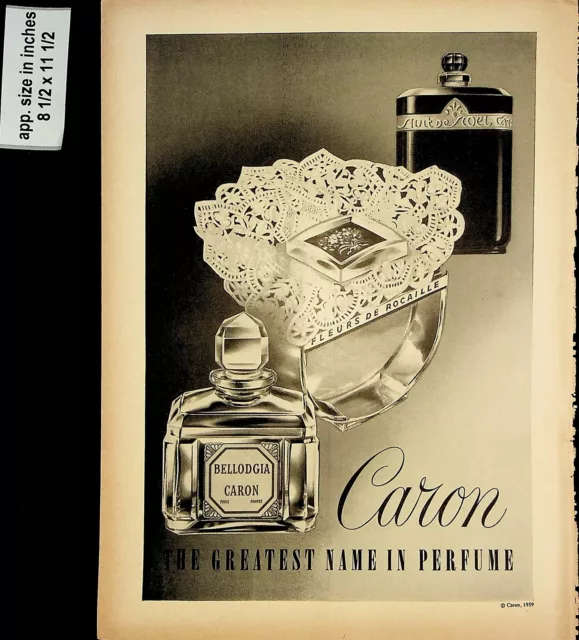1961 Caron Bellodgia Greatest Name in Perfume Vintage Print AD 8087