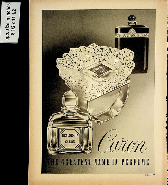 1961 Caron Bellodgia Greatest Name in Perfume Vintage Print AD 8087