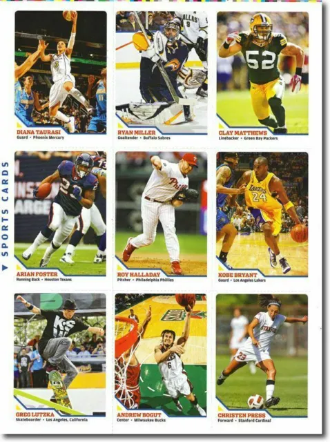 2010 Roy Halladay Sports Illustrated 9 Card Lot "Uncut Sheet" W/ Kobe Bryant