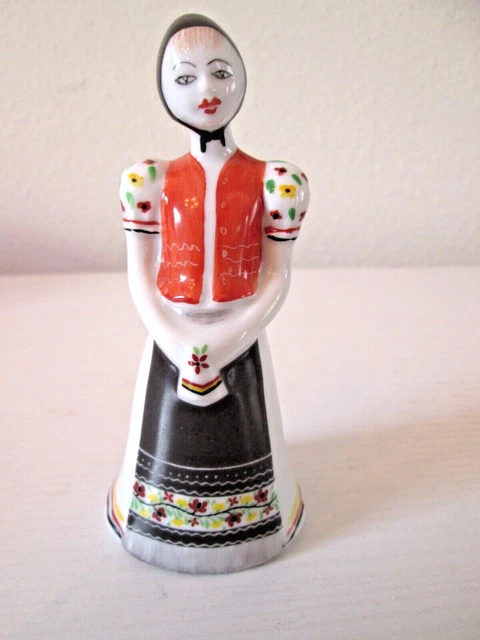 Vintage Hungarian Hollohaza Hand Painted Porcelain Girl Figurine 4.25"